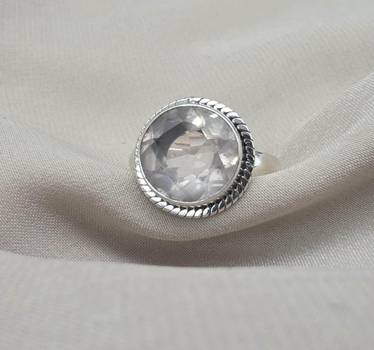 Handmade Crystal Quartz Sterling Silver Ring: April Birthstone Jewelry