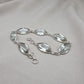 925 Sterling Silver Green Amethyst Bracelet Marquise shape Gemstone Elegant Link Bracelet Gift
