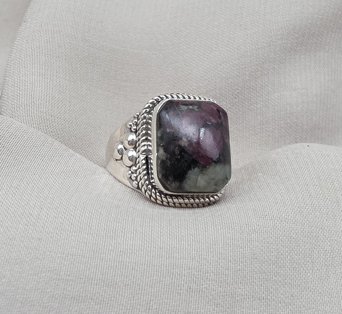 Eudialyte Ring 925 Sterling Silver Boho Statement Ring Gift for Her Crystal Healing Jewelry
