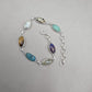 925 Sterling Silver Boho Bracelet Multi Gemstone Colorful Statement Jewelry