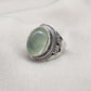 Prehnite 925 Sterling Silver Ring: Handmade Boho Healing Crystal