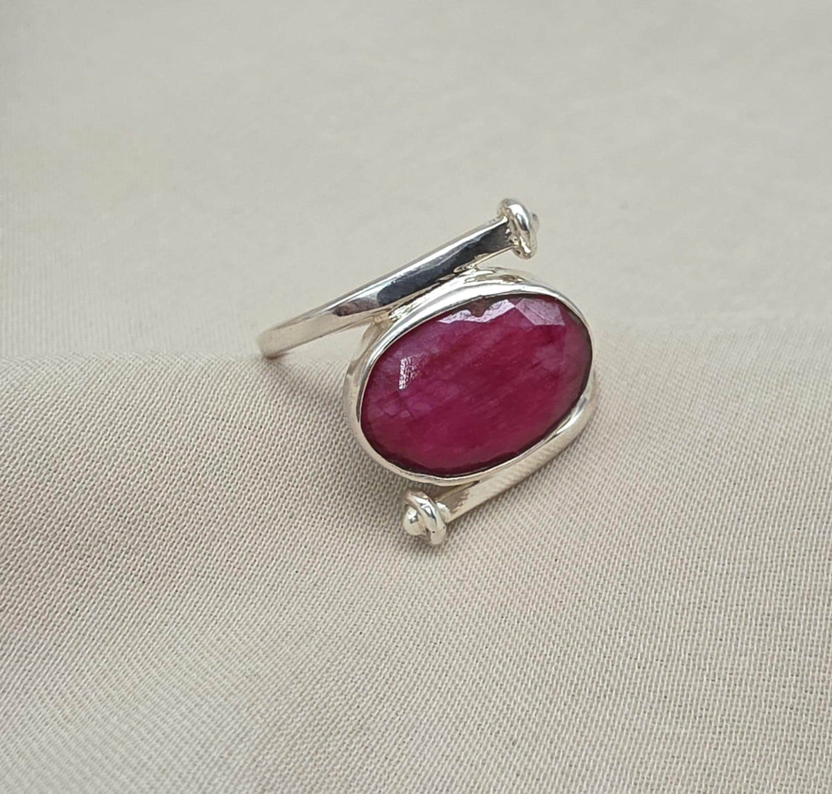 Natural Ruby Ring: Handmade 925 Sterling Silver Boho Statement Ring July Birthstone