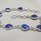 Lapis Lazuli Heart Link Bracelet 925 Sterling Silver Faceted Gemstone Handmade Gemstone Jewelry