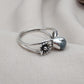 Aquamarine Heart Ring 925 Sterling Silver Floral Boho Ring