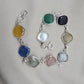 925 Sterling Silver Multi Stone Bracelet Natural Gemstone Cushion Link Jewelry