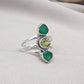 Green Onyx & Lemon Quartz 925 Sterling Silver Ring: Boho Statement Jewelry