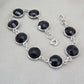 Black Onyx Bracelet 925 Sterling Silver Faceted Round Stone Link Bracelet Handmade Jewelry