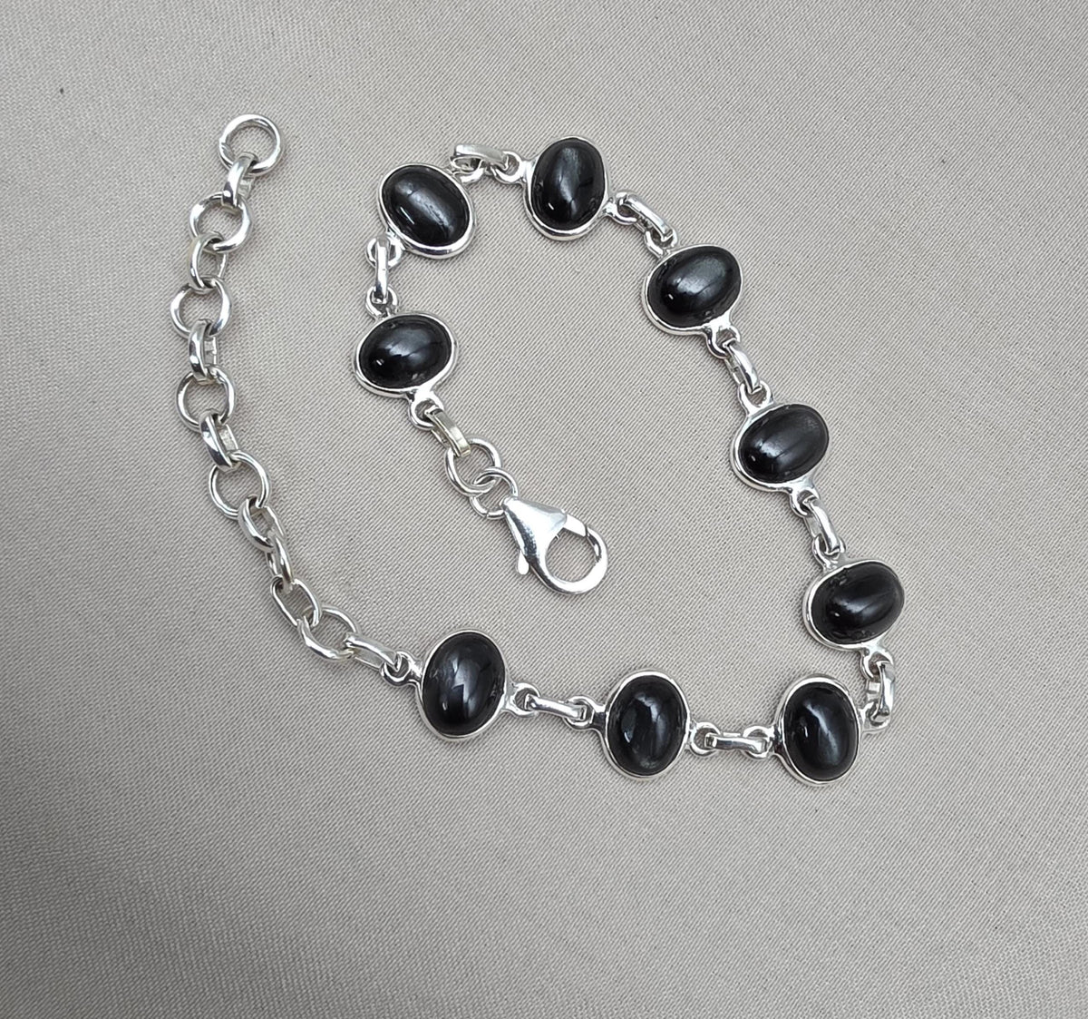 Natural Black Star 925 Sterling Silver Bracelet : Gemstone Jewelry