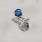 Labradorite & Green Amethyst 925 Sterling Silver Ring: Adjustable Double Stone