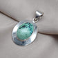 Tibetan Turquoise Pendant: Sterling Silver Boho Necklace, Handmade