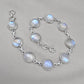 925 Sterling Silver Blue Flash Rainbow Moonstone Bracelet Natural Oval Link Jewelry