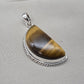 Half Moon Tiger Eye Pendant: 925 Sterling Silver Protection Gemstone Necklace Courage Jewelry