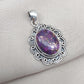 Purple Copper Turquoise Pendant: Sterling Silver Boho Statement Necklace