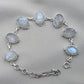 Rainbow Moonstone 925 Sterling Silver Bracelet Natural Oval Link Jewelry