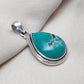 Tibetan Turquoise Pear Pendant: Sterling Silver Boho Necklace