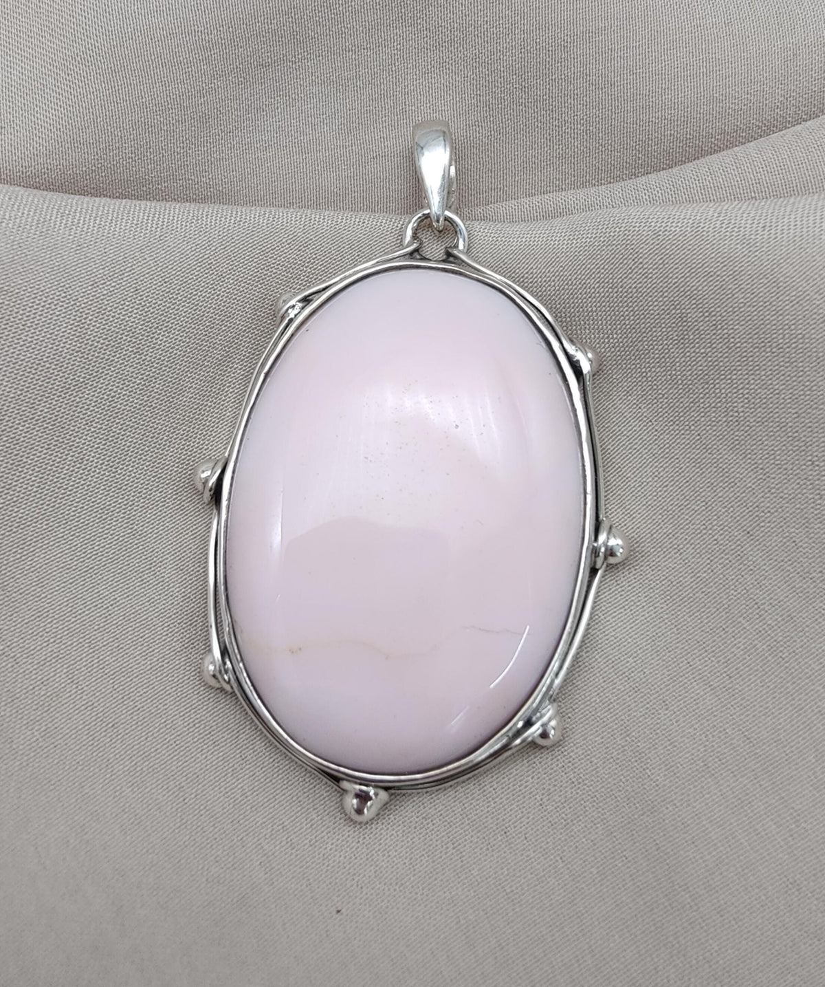 Natural Pink Opal 925 Sterling Silver Pendant: Handmade Oval Gemstone Necklace