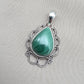Teardrop Malachite Pendant: 925 Sterling Silver Healing Crystal Necklace