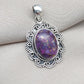 Purple Copper Turquoise Pendant: Sterling Silver Boho Statement Necklace