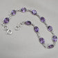 925 Sterling Silver Amethyst Bracelet Natural Purple Gemstone Oval Link Jewelry