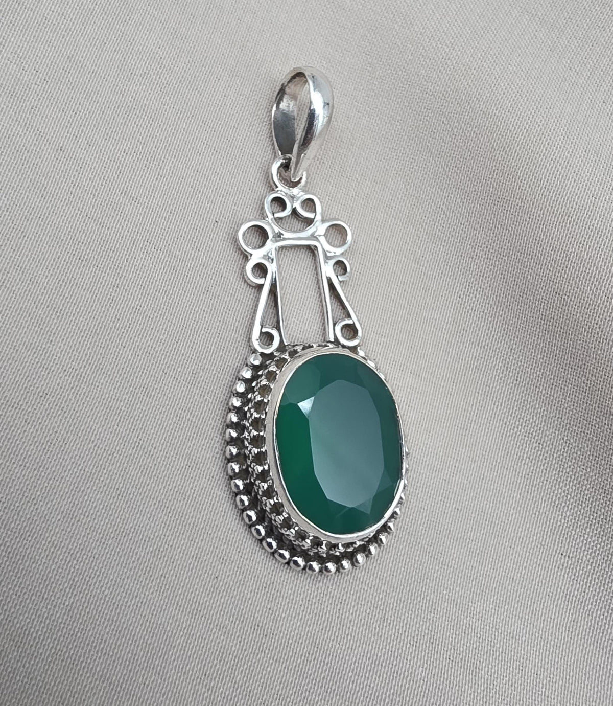 Green Onyx Pendant: Pendant 925 Sterling Silver Faceted Gemstone Necklace Jewelry Gift for Her