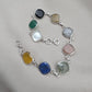925 Sterling Silver Multi Stone Bracelet Natural Gemstone Cushion Link Jewelry