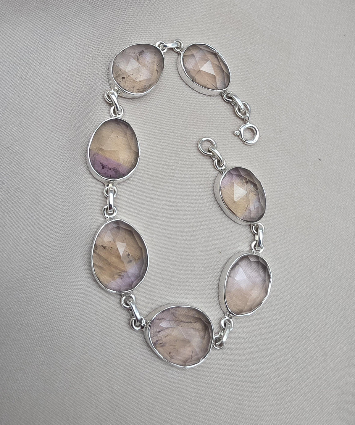 925 Sterling Silver Ametrine Bracelet Natural Faceted Gemstone Jewelry Adjustable Bracelet