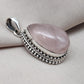Rose Quartz Pendant: Teardrop Gemstone, 925 Sterling Silver Bezel Gift for Love