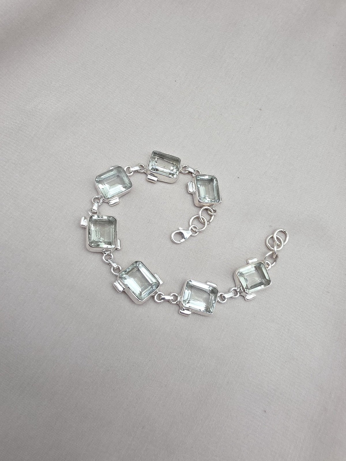 925 Sterling Silver Green Amethyst Bracelet Elegant Minimal Jewelry Gift for Her