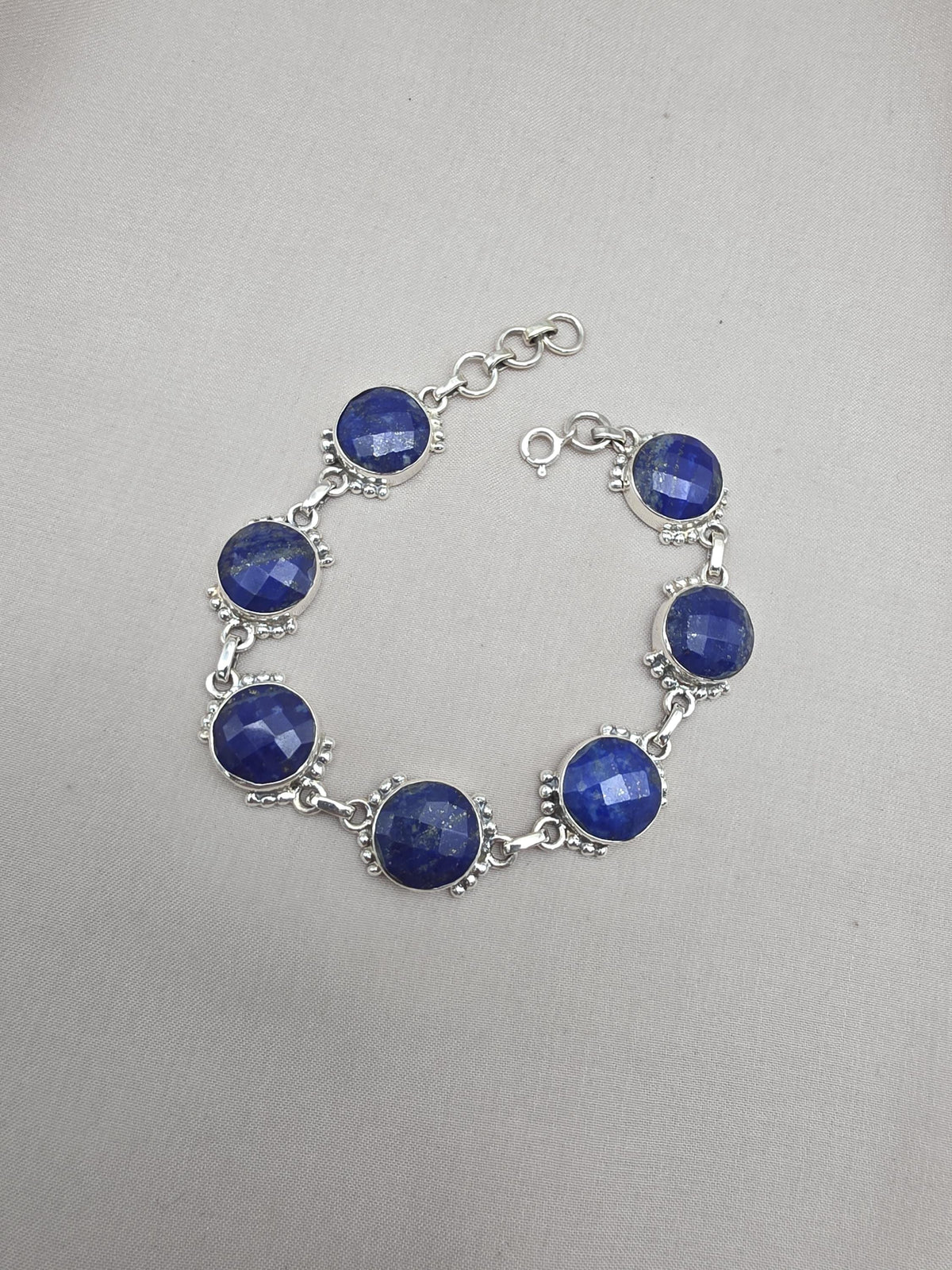 925 Sterling Silver Lapis Lazuli Bracelet Blue Gemstone Jewelry Statement Bracelet Gift for Her