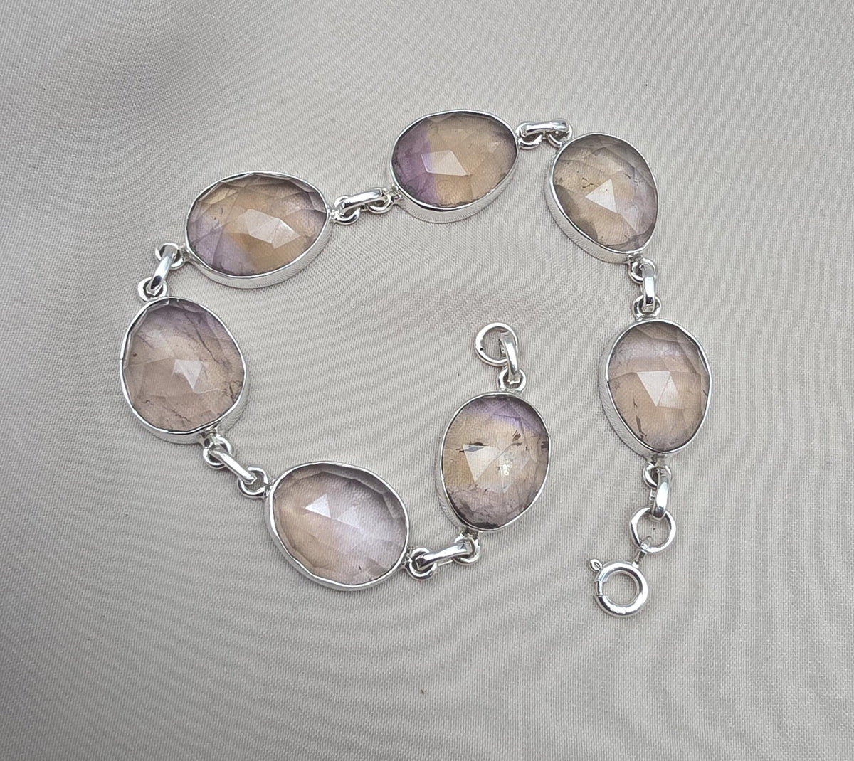 925 Sterling Silver Ametrine Bracelet Natural Faceted Gemstone Jewelry Adjustable Bracelet