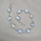 925 Sterling Silver Blue Flash Rainbow Moonstone Bracelet Natural Oval Link Jewelry