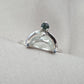 Green Amethyst Ring 925 Silver Dual Stone Moss Agate Statement Ring