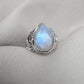 Rainbow Moonstone Ring 925 Sterling Silver Pear Shape Statement Ring June Birthstone Jewelry