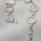 925 Sterling Silver Rose Quartz Natural Gemstone Link Bracelet Handmade Jewelry Gift for Her