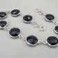 Black Onyx Bracelet 925 Sterling Silver Faceted Round Stone Link Bracelet Handmade Jewelry