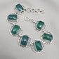 925 Sterling Silver Green Onyx Bracelet Bold Statement Gemstone Link Bracelet Gift for Her