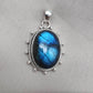 Blue Flash Labradorite 925 Sterling Silver Pendant Boho Necklace