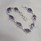 925 Sterling Silver Amethyst Bracelet Pear Shape Purple Gemstone Link Bracelet Gift for Her