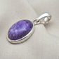 925 Sterling Silver Charoite Pendant: Purple Gemstone Necklace Handmade Jewelry