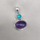 Amethyst Turquoise Pendant: Handmade 925 Sterling Silver Boho Necklace