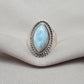 Natural Larimar Ring 925 Sterling Silver Larimar Marquise Cut Gemstone Boho Statement Jewelry