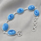 925 Sterling Silver Larimar Bracelet Natural Blue Gemstone Oval Link Jewelry