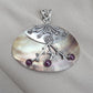 Mother of Pearl Silver Pendant Natural Ruby Cabochon Handmade 925 Sterling Silver Gemstone Jewelry