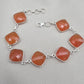 Sterling Silver Carnelian Bracelet, Faceted Gemstone Handmade Jewelry