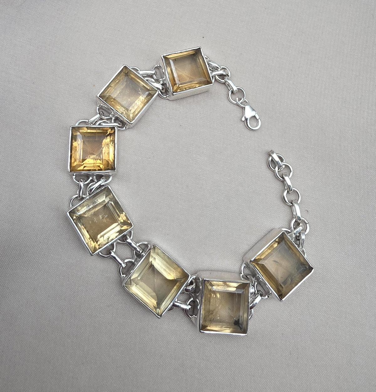 Citrine 925 Sterling Silver Bracelet Natural Gemstone Handmade Jewelry