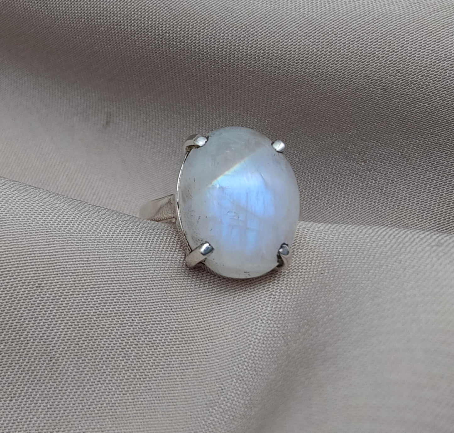 Rainbow Moonstone Ring: 925 Sterling Silver, Handmade Boho Jewelry june birthstone