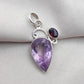Amethyst Garnet Pendant: Teardrop Sterling Silver Gemstone Jewelry