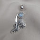 Rainbow Moonstone Silver Pendant: Artisan Floral Leaf Design, Boho Charm