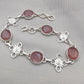 Pink Strawberry Quartz 925 Sterling Silver Bracelet | Handmade Adjustable Gemstone Jewelry Gift for Women