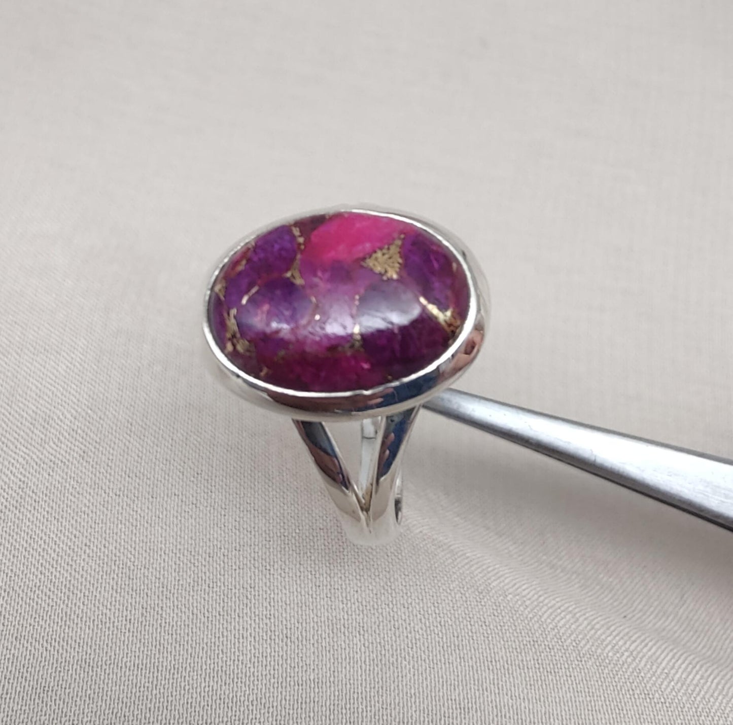 Purple Copper Turquoise Ring: 925 Sterling Silver Jewelry Oval shape Gemstone Ring